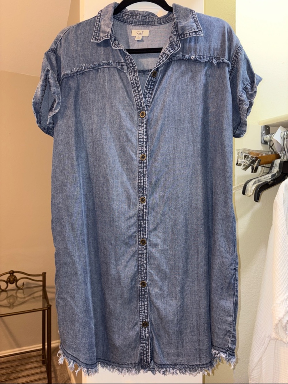 EASEL Blue Denim Shirt Dress